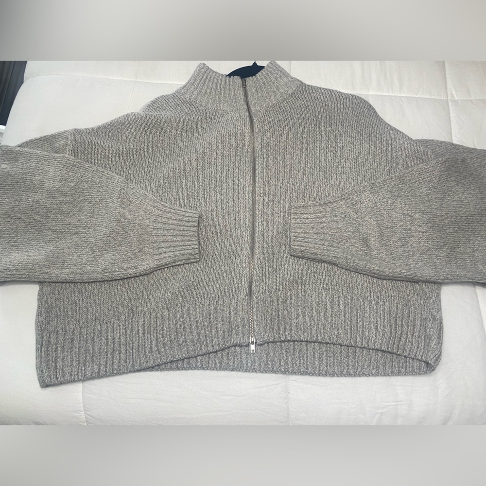 Grey Zip Up Sweater